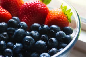 Blow of blueberries and strawberries